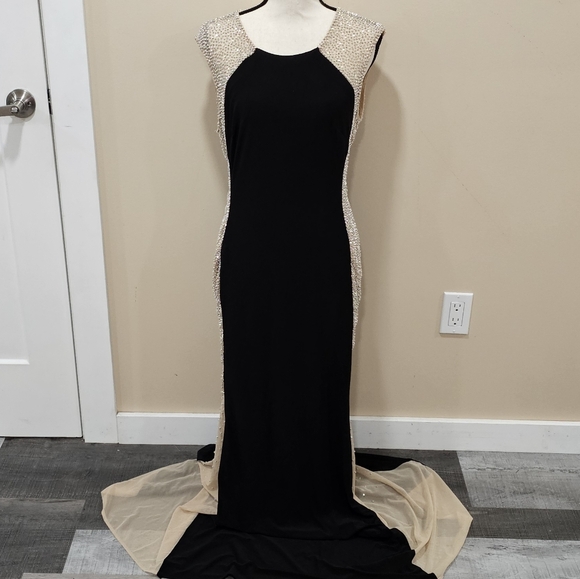 how to hem a beaded dress Bodycon Long Beaded Prom Dress: Nox Anabel A1582 Black / 00